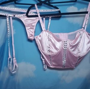 Sugar Thrillz Satin Rhinestone Bustier Set